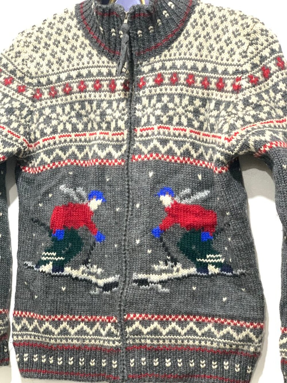 VINTAGE LAUREN RALPH LAUREN KNIT GRAPHIC PATTERN WOOL SWEATER CARDIGANS SIZE S